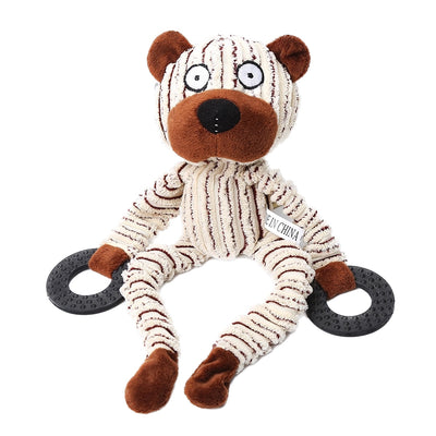 Cute Animal Shape Plush Toy with Ring Dog Toy - Grey