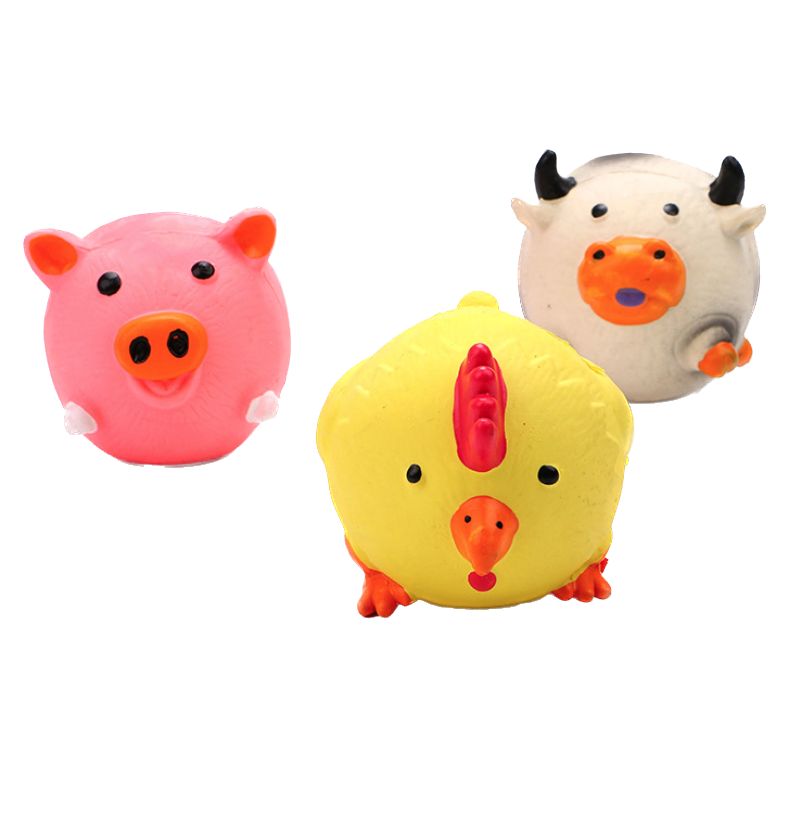 Cute Animal Round Latex Squeaky Dog Toy