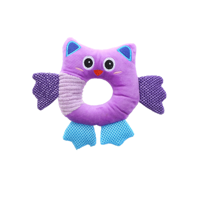 Ring Faces Cute Plush Squeaky Dog Toy - Purple