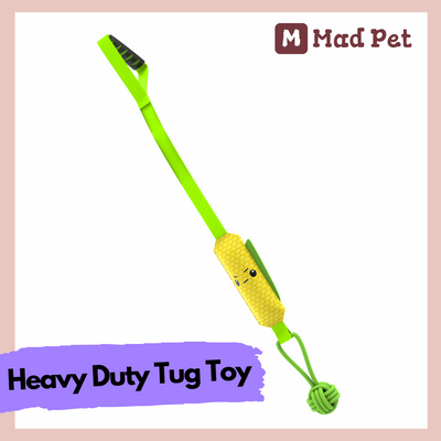 Mad Shark Heavy Duty Interactive Squeaky Tug Dog Toy - Corn