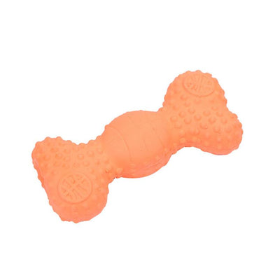 Latex Bone Chew Toy Squeaky Dog Toy - Orange