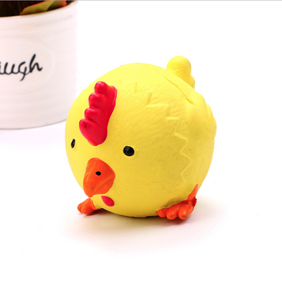 Cute Animal Round Latex Squeaky Dog Toy - Yellow