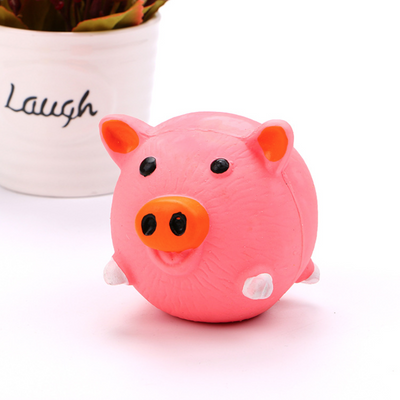 Cute Animal Round Latex Squeaky Dog Toy - Hot Pink
