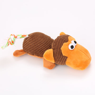 Cute Animal Plush Squeaky Dog Toy - Monkey