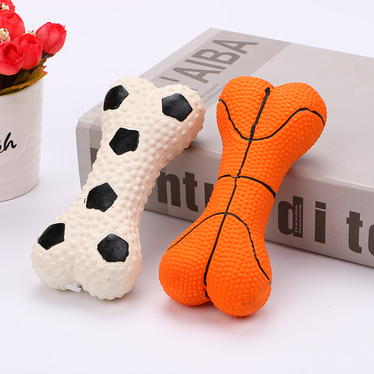 Latex Bone with Ball Style Squeaky Dog Toy