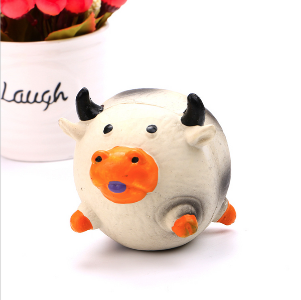 Cute Animal Round Latex Squeaky Dog Toy