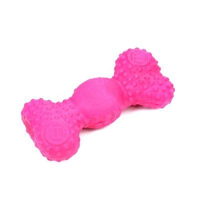 Latex Bone Chew Toy Squeaky Dog Toy - Hot Pink