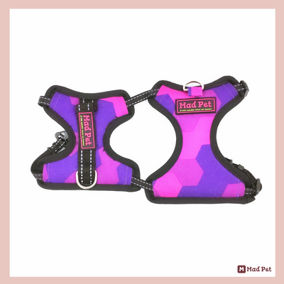 Dog Harness - Red - Two Panels & Two Metal Clips (No Pull/No Choke) - S