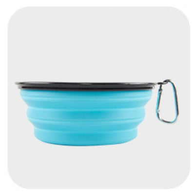 Collapsible Dog Bowl Travel Bowl Portable Bowl - Large - Light Blue Large