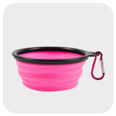 Collapsible Dog Bowl Travel Bowl Portable Bowl - Large - Hot Pink Large