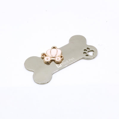 Dog ID Tag - Bone Shape - Pink Pumpkin Car